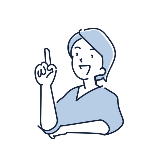 ひらめいた表情で指を立てる人のイラスト