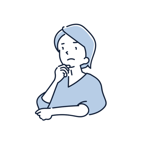 あごに手を当てて考えている人のイラスト